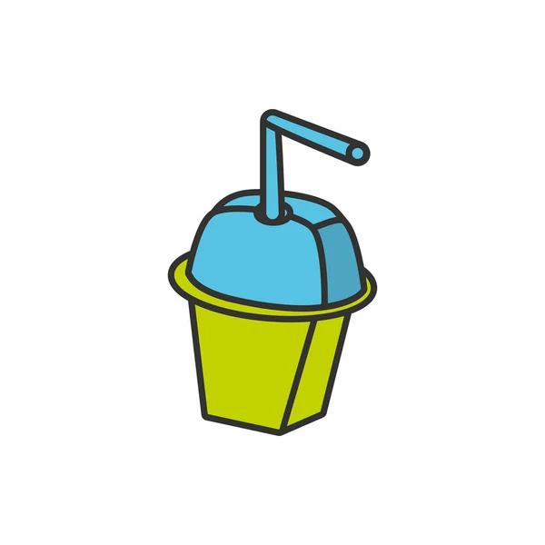 Bottle beverage with straw isolated icon — Stock Vector