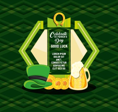 St patrick günü kartı bira ve simgeler