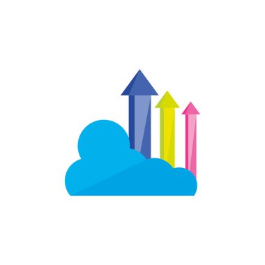 bulut yukarı okları ile bilgisayar