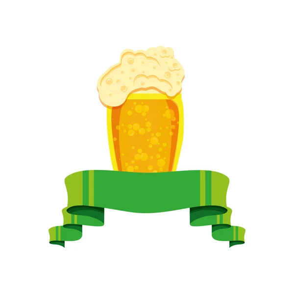 Bier im Glas mit Schleifen-Symbol — Stockvektor