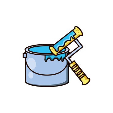 rulo boya pot izole simgesiyle