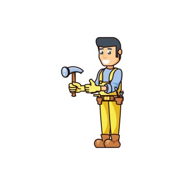 İnşaat işçisi çekiç aracı ile