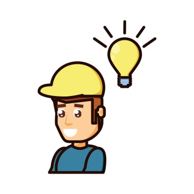 İnşaat işçisi ampul ile