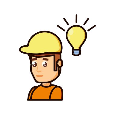 İnşaat işçisi ampul ile