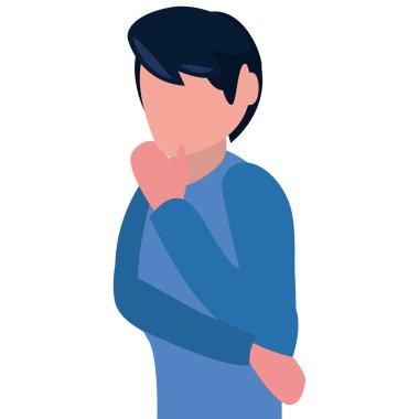 genç adam düşünme jest