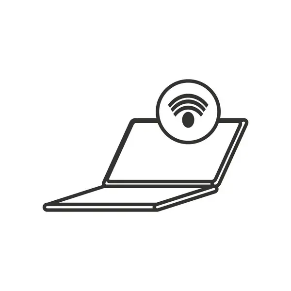 Ordenador portátil con señal wifi — Vector de stock