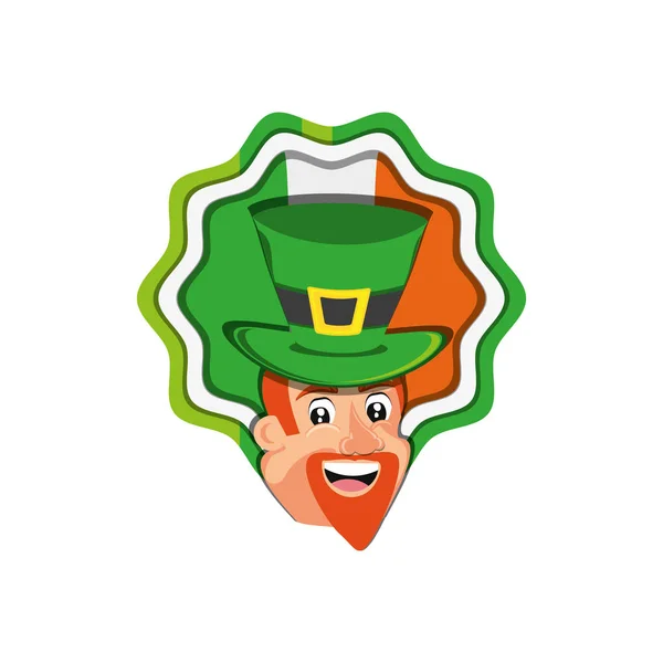 Head of leprechaun with flag irish — Stock Vector