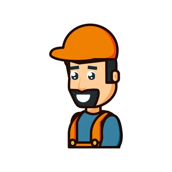Trabajador de la construcción avatar carácter — Vector de stock