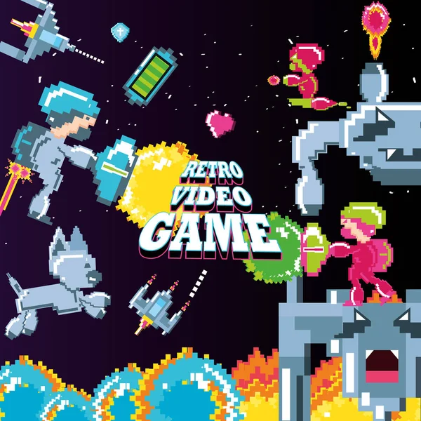 Klasik video oyun sahne savaşçılar mücadele ile