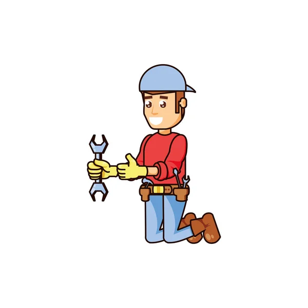 Construction Worker Wrench Tool Vector Illustration Design — Stock Vector