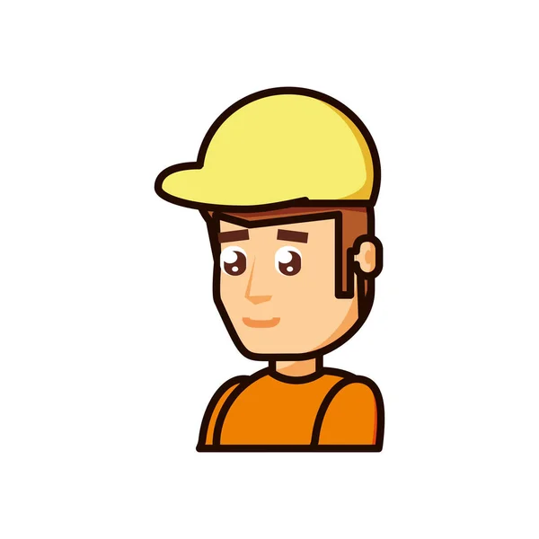 Trabajador de la construcción avatar carácter — Vector de stock