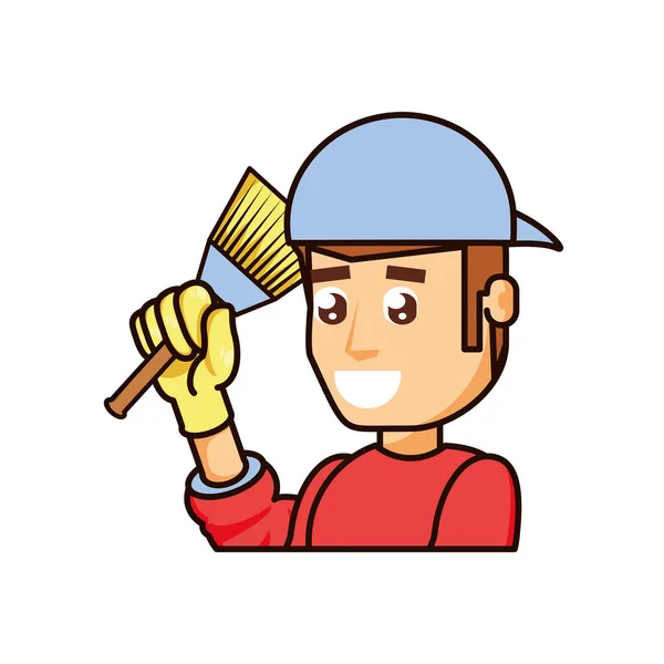 Construction worker with paint brush — Stock Vector