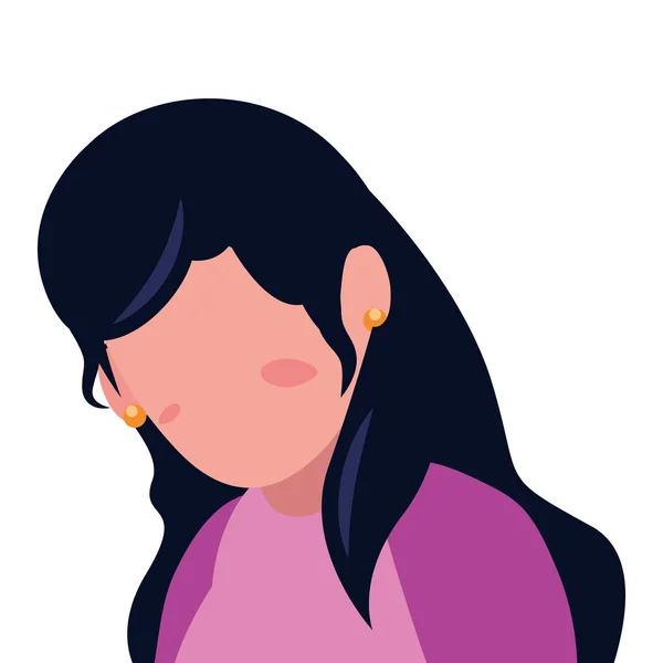 Mujer retrato pelo negro — Vector de stock