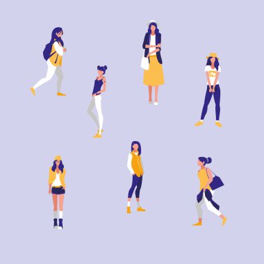 Grup kızlar profesyonel modelleri karakter