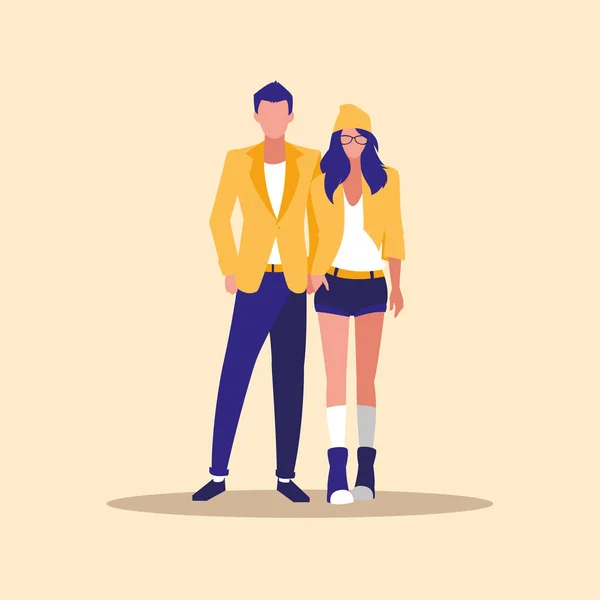 Couple professional models characters — Stock Vector