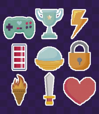 Klasik video oyun set simgeleri