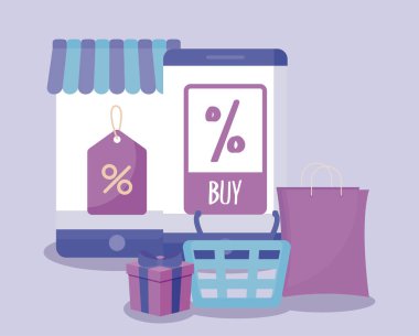 e-ticaret online akıllı telefonlar ve simgeler ile