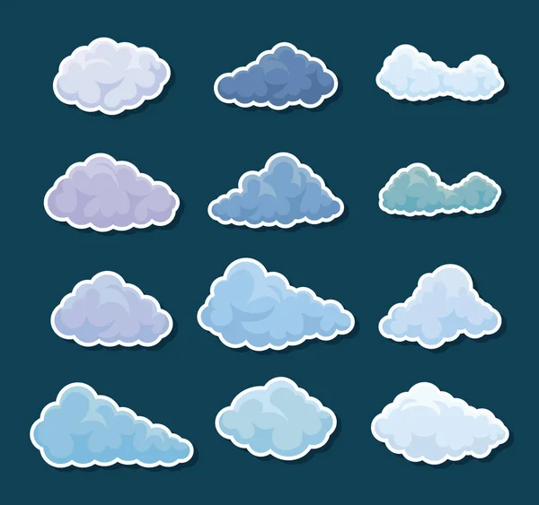 Conjunto de iconos de nubes — Vector de stock