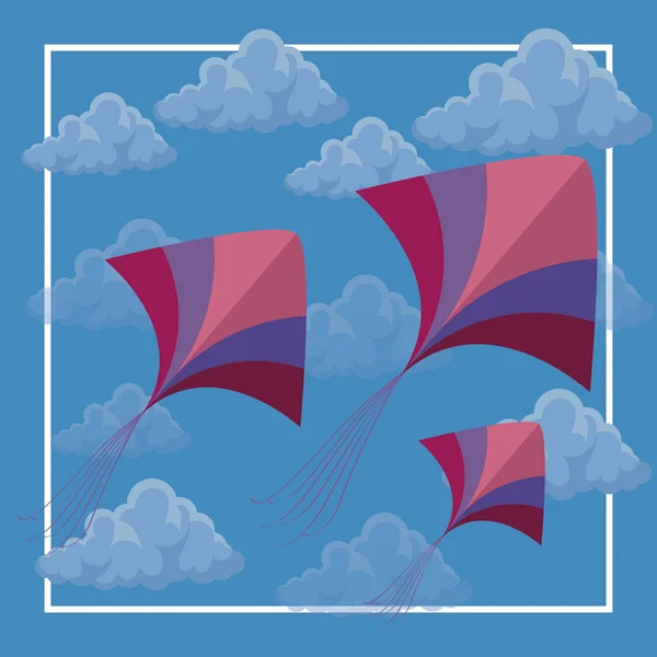 Kites flying in the sky — Stock Vector
