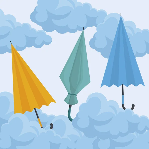 Conjunto de paraguas en el cielo — Archivo Imágenes Vectoriales