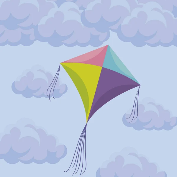 Kite Flying Sky Vector Ilustração Design — Vetor de Stock