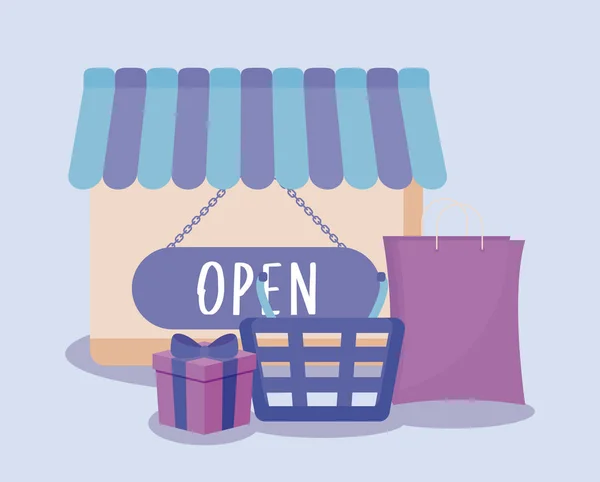 Cesta de compras e ícones set —  Vetores de Stock