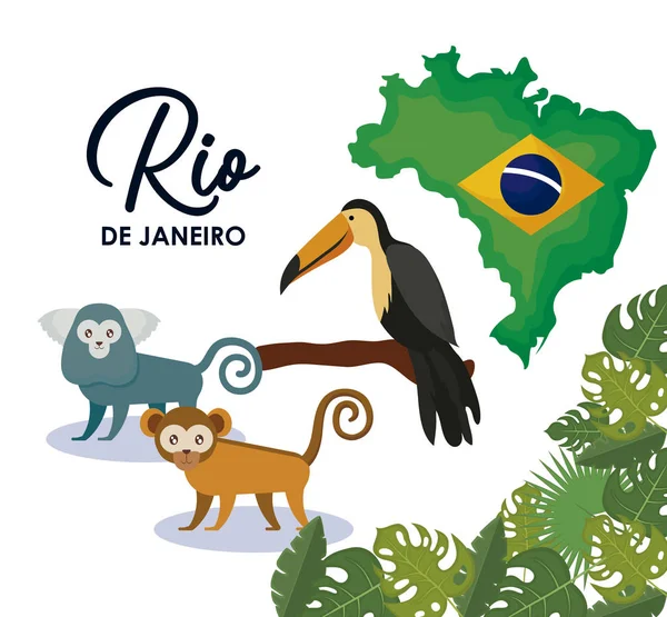 Karneval Rio Janeiro setzt Ikonen — Stockvektor