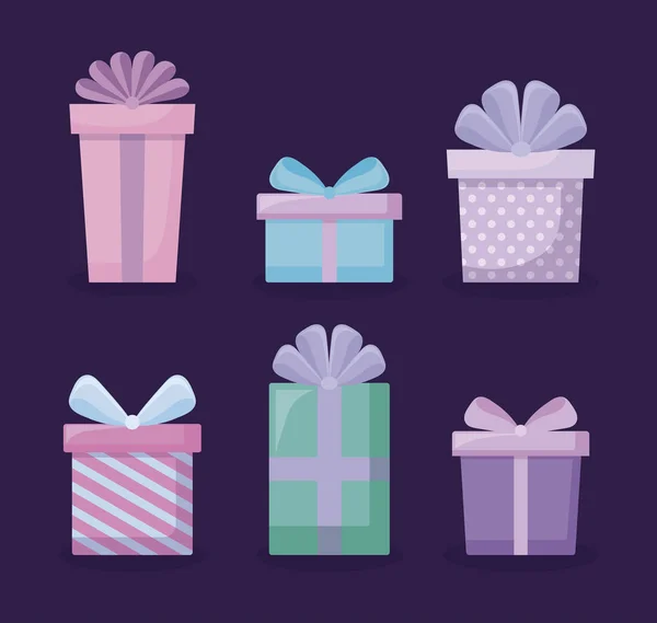 Set von Geschenkboxen Symbole — Stockvektor