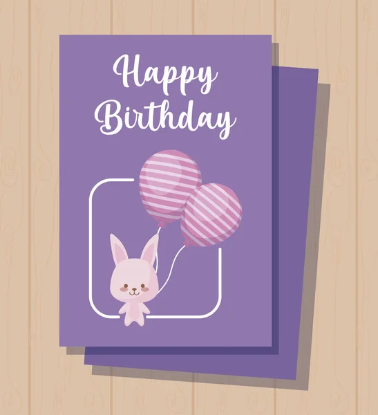 Happy birthday card with cute rabbit — Stock Vector