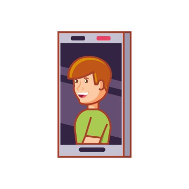 smartphone aygıt ekranında adamla