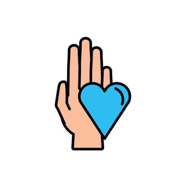 Рука людини з ізольованою іконою серця — стоковий вектор