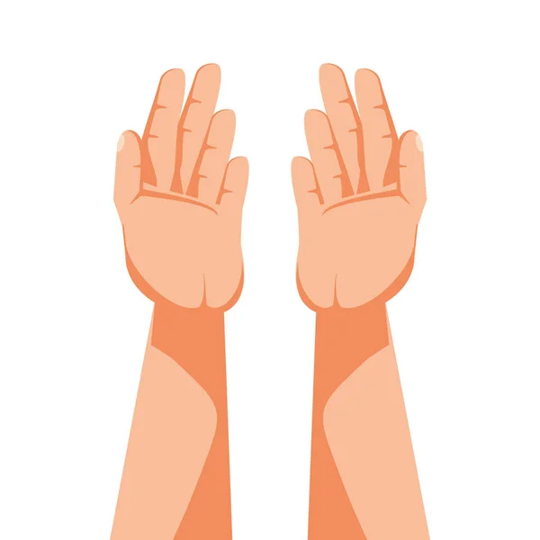 Руки человека, получающего изолированный значок — стоковый вектор