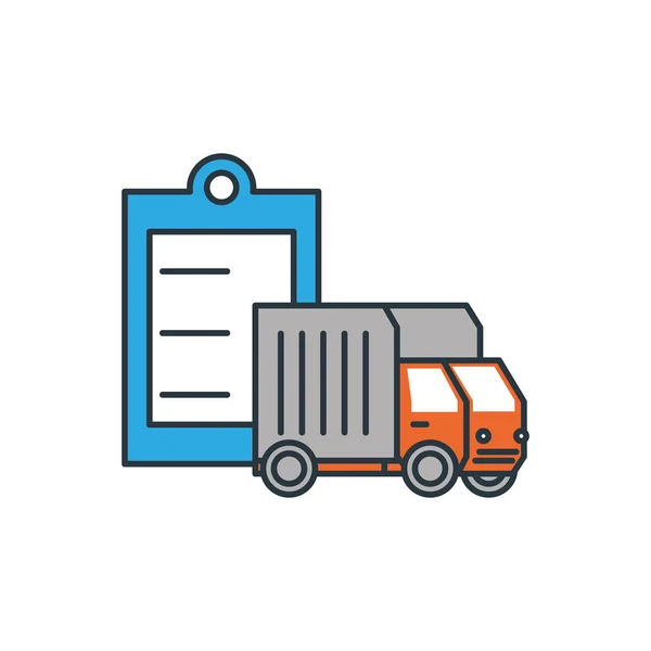 Caminhão de serviço de entrega com área de transferência — Vetor de Stock