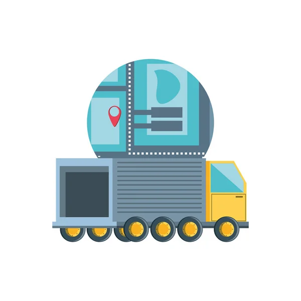 Camion de service de livraison avec guide de carte — Image vectorielle