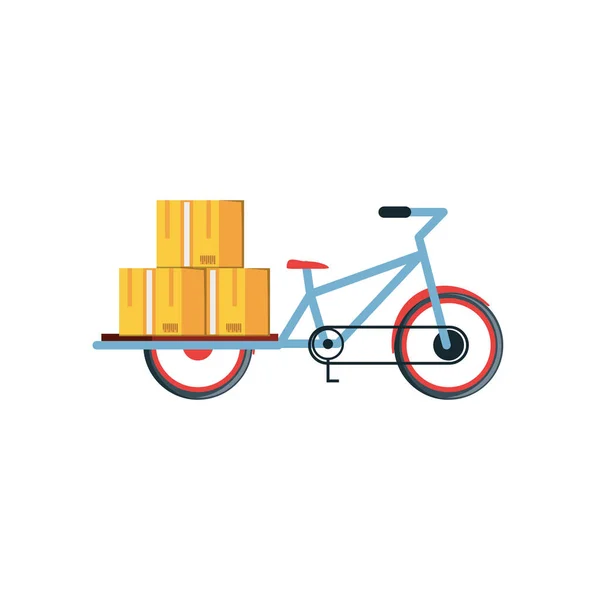 Велосипед для логистического обслуживания с коробками — стоковый вектор