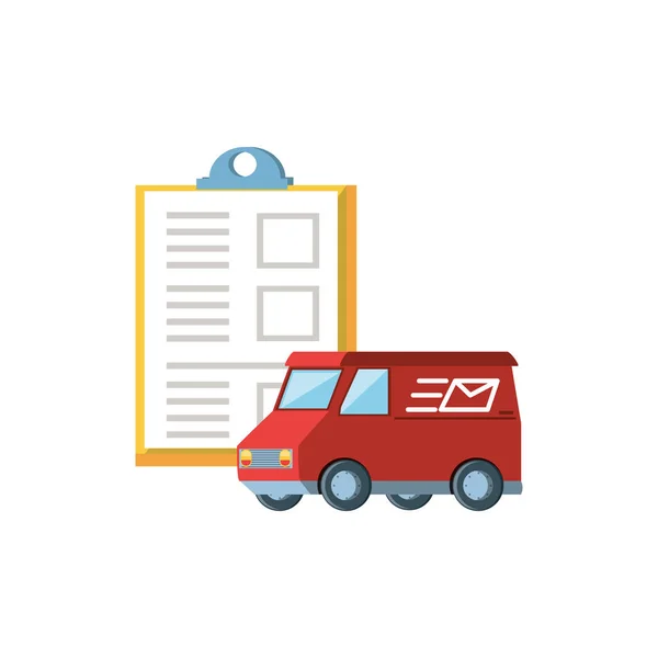 Servizio di consegna furgoncino con appunti — Vettoriale Stock