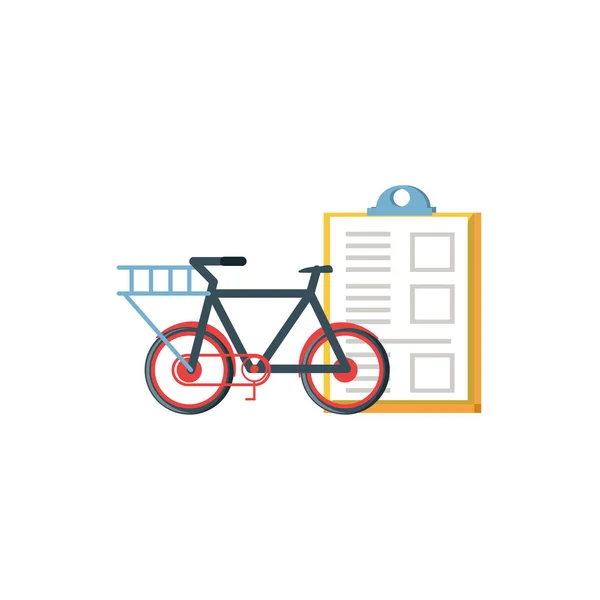 Vélo pour service logistique avec presse-papiers — Image vectorielle