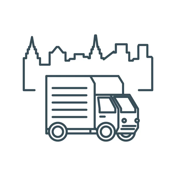 Lieferwagen mit Stadtbild — Stockvektor