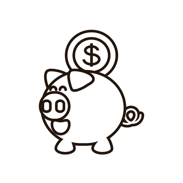 Збереження свині з грошовою монетою — стоковий вектор