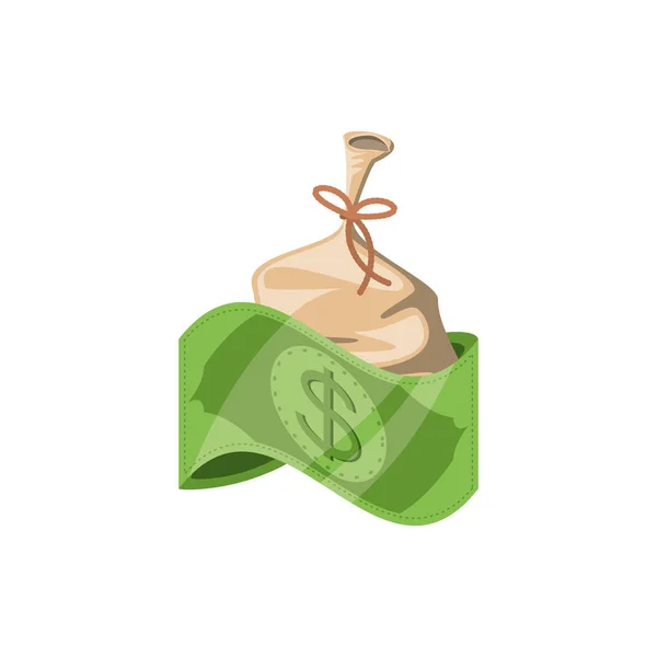 Τσάντα χρημάτων με γραμμάτια δολάριο — Διανυσματικό Αρχείο