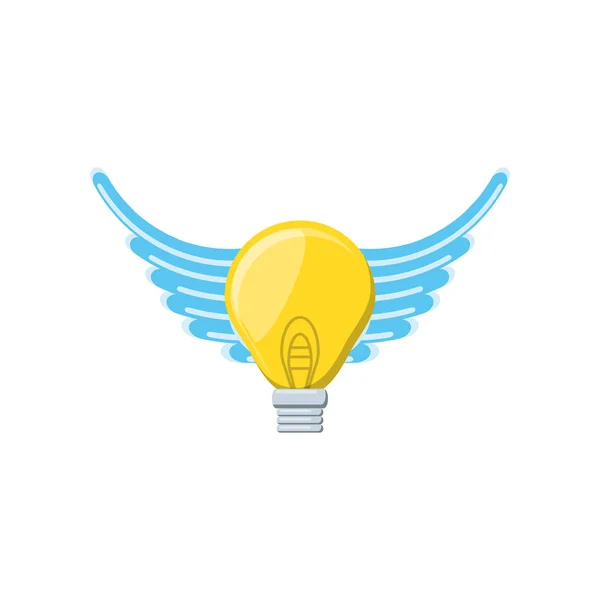 Light bulb with wings isolated icon — Stock Vector