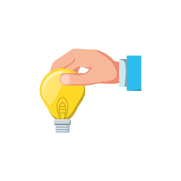 Main avec ampoule isolée icône — Image vectorielle