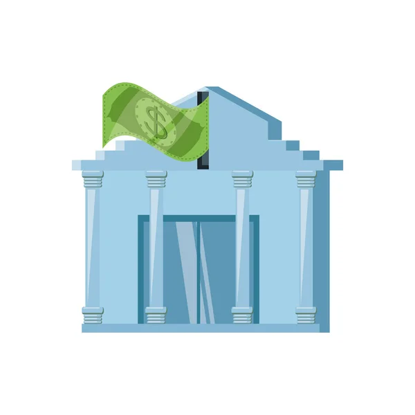 Деньги в долларах с банковским фасадом — стоковый вектор