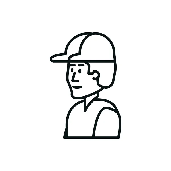 Cabeza joven con gorra — Vector de stock