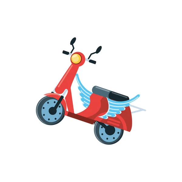 Delivery motorcycle scooter with wings — Stock Vector