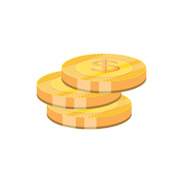 Pile of coins dollar isolated icon — Stock Vector