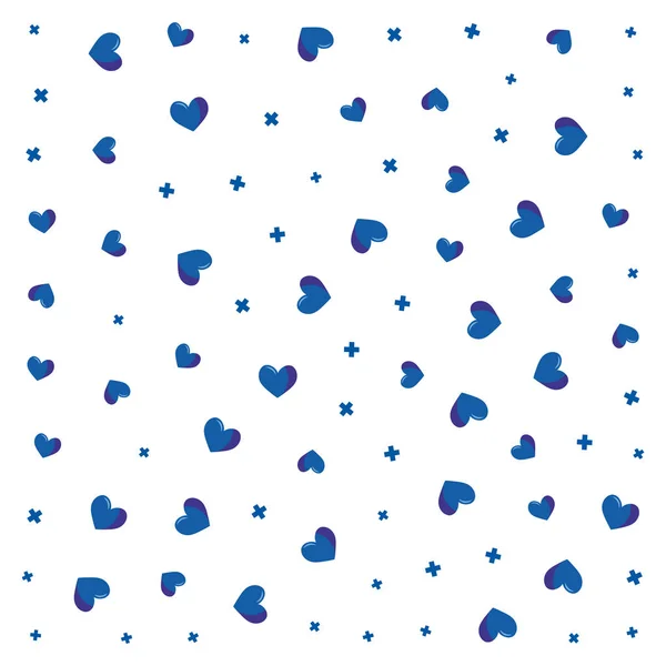 Blue hearts love decoration background — Stock Vector