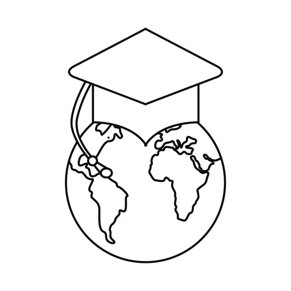 Dünya mezuniyet şapka — Stok Vektör