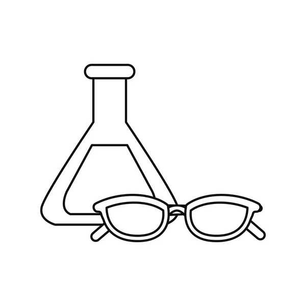 Наукова лабораторія колба та окуляри — стоковий вектор