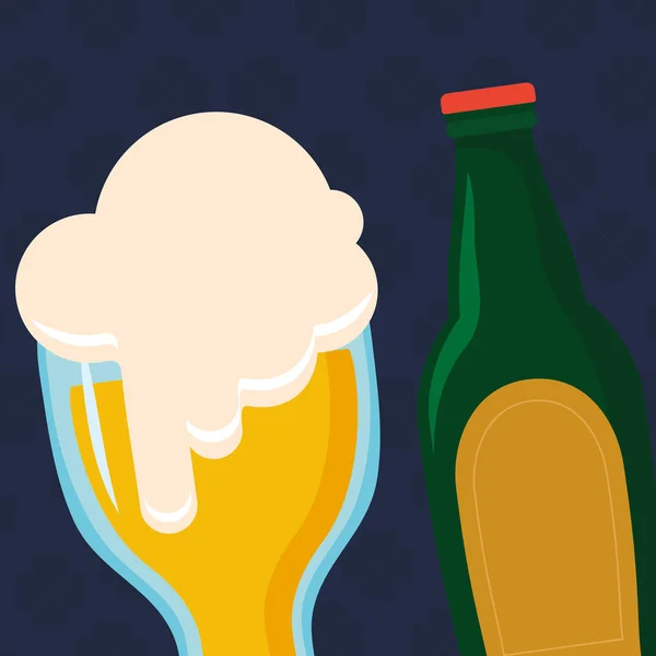 Barattolo di birra con bottiglia — Vettoriale Stock